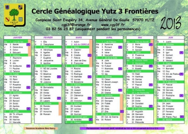 Notre calendrier 2013